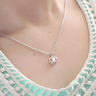 Girls Diamond & Birthstone Heart Necklace - Created Opal Birthstone
