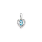 Girls Diamond & Birthstone Heart Necklace - Genuine Blue Topaz Birthstone