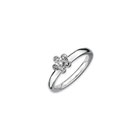 Gorgeous Flower Ring for Girls with Six Genuine Diamonds - Sterling Silver Rhodium - Size 7