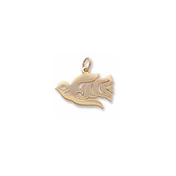 Rembrandt 10K Yellow Gold Peace Dove Charm - Best Confirmation Gift – Add to a bracelet or necklace