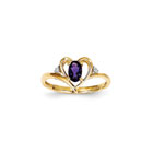 Girls Diamond Birthstone Heart Ring - Genuine Amethyst Birthstone with Diamond Accents - 14K Yellow Gold - SPECIAL ORDER - Size 5