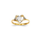Girls Diamond Birthstone Heart Ring - Genuine White Topaz Birthstone with Diamond Accents - 14K Yellow Gold - SPECIAL ORDER - Size 5