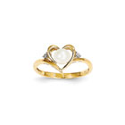 Girls Diamond Birthstone Heart Ring - Freshwater Cultured Pearl Birthstone with Diamond Accents - 14K Yellow Gold - SPECIAL ORDER - Size 5