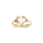Girls Diamond Birthstone Heart Ring - Genuine Opal Birthstone with Diamond Accents - 14K Yellow Gold - Size 5
