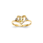 Girls Diamond Birthstone Heart Ring - Genuine Citrine Birthstone with Diamond Accents - 14K Yellow Gold - Size 5