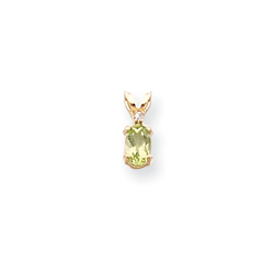 Gorgeous Jewelry for Girls - Genuine Peridot August Birthstone with Genuine Diamond Girl's Pendant Necklace - 14K Yellow Gold - Chain included/