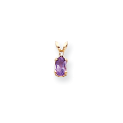 Gorgeous Jewelry for Girls - Genuine Amethyst February Birthstone with Genuine Diamond Girl's Pendant Necklace - 14K Yellow Gold - Chain included/