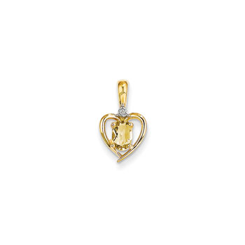 Girls Diamond & Birthstone Heart Necklace - Genuine Citrine Birthstone - 14K Yellow Gold - Includes a 16" 14K Yellow Gold Cable Chain - 1.50mm Link Width - (7 - 18 years)