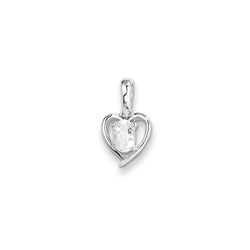 Girls Diamond & Birthstone Heart Necklace - Genuine White Topaz Birthstone - 14K White Gold - Includes a 16