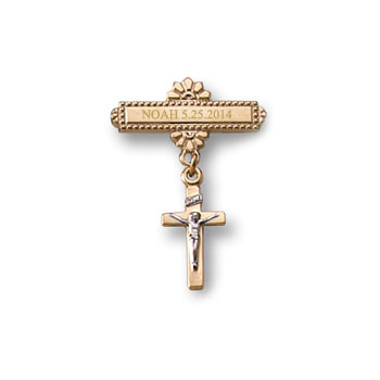 Crucifix Cross - Christening / Baptism Pin - 14K Gold-Filled