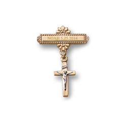 Crucifix Cross - Christening / Baptism Pin - 14K Gold-Filled/