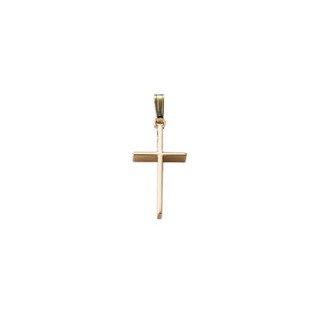 Elegant Christian Cross Necklace for Girls and Baby Boys - 14K Yellow Gold  - Includes 15" 14K Yellow Gold Chain - BEST SELLER