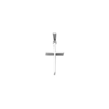 Elegant Christian Cross Necklace for Girls and Baby Boys - 14K White Gold  - Includes 15" 14K White Gold Chain