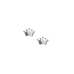 Princess Heart Crown Diamond Earrings for Girls - Genuine Diamonds - Sterling Silver Rhodium Screw Back Earrings for Baby, Toddler, Child - BEST SELLER/