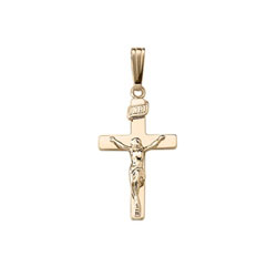 Engravable Communion / Confirmation Gifts for Boys & Teens - Boys Crucifix Cross Necklace  - 14K Yellow Gold - Engravable on back - 18