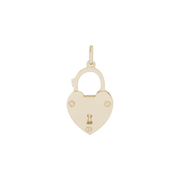 Unlock the Love in Her Heart - Rembrandt 10K Yellow Gold Heart Lock Charm – Lock Opens and Closes - Add to a bracelet or necklace