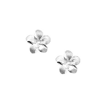 Girls Elegant Flower Girl Keepsakes™ - 14K White Gold Screw Back Flower Earrings for Babies & Toddlers - Safety threaded screw back post
