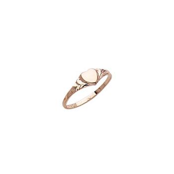 Engravable Baby Heart Signet Ring - 10K Yellow Gold Signet Ring for Baby - Size 2 - BEST SELLER