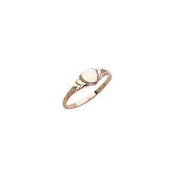 Engravable Baby Heart Signet Ring - 10K Yellow Gold Signet Ring for Baby - Size 2 - BEST SELLER/