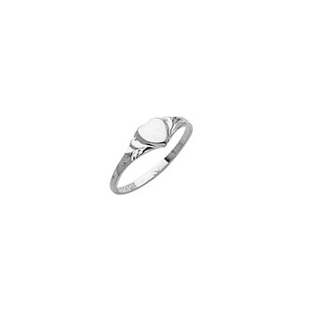 Engravable Baby Heart Signet Ring - 14K White Gold Signet Ring for Baby - Size 2 - BEST SELLER