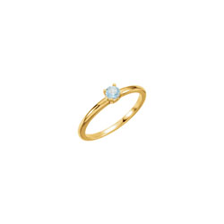 Adorable High-Quality March Birthstone Rings for Girls - 3mm Genuine Aquamarine Gemstone - 14K Yellow Gold Toddler / Grade School Girl Ring - Size 3 - BEST SELLER/