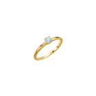 Adorable High-Quality March Birthstone Rings for Girls - 3mm Genuine Aquamarine Gemstone - 14K Yellow Gold Toddler / Grade School Girl Ring - Size 3 - BEST SELLER
