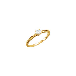 Adorable High-Quality April Birthstone Rings for Girls - 3mm Genuine White Sapphire Gemstone - 14K Yellow Gold Toddler / Grade School Girl Ring - Size 3 - BEST SELLER/
