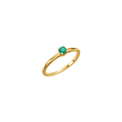 Adorable High-Quality May Birthstone Rings for Girls - 3mm Created Emerald Gemstone - 14K Yellow Gold Toddler / Grade School Girl Ring - Size 3 - BEST SELLER/