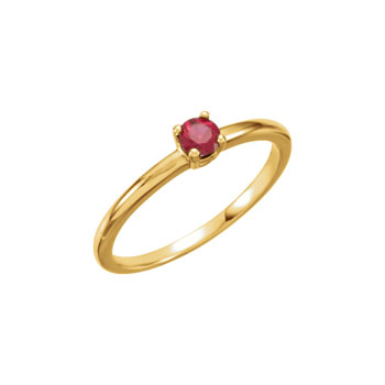 Adorable High-Quality July Birthstone Rings for Girls - 3mm Created Ruby Gemstone - 14K Yellow Gold Toddler / Grade School Girl Ring - Size 3 - BEST SELLER