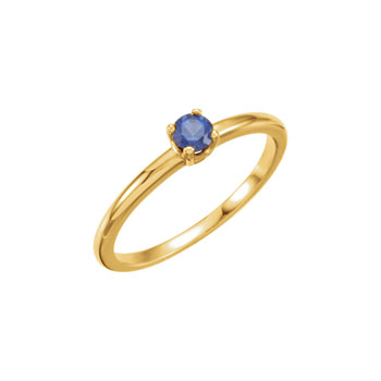 Adorable High-Quality September Birthstone Rings for Girls - 3mm Created Blue Sapphire Gemstone - 14K Yellow Gold Toddler / Grade School Girl Ring - Size 3 - BEST SELLER
