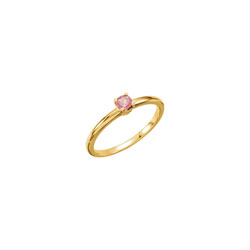 Adorable High-Quality October Birthstone Rings for Girls - 3mm Genuine Pink Tourmaline Gemstone - 14K Yellow Gold Toddler / Grade School Girl Ring - Size 3 - BEST SELLER/