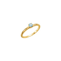Adorable High-Quality December Birthstone Rings for Girls - 3mm Genuine Swiss Blue Topaz Gemstone - 14K Yellow Gold Toddler / Grade School Girl Ring - Size 3 - BEST SELLER/