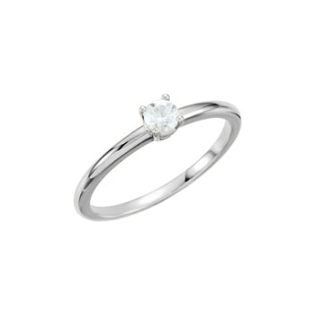 Adorable High-Quality April Birthstone Rings for Girls - 3mm Genuine White Sapphire Gemstone - 14K White Gold Toddler / Grade School Girl Ring - Size 3 - BEST SELLER