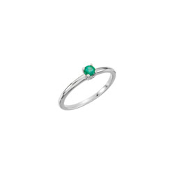 Adorable High-Quality May Birthstone Rings for Girls - 3mm Created Emerald Gemstone - 14K White Gold Toddler / Grade School Girl Ring - Size 3 - BEST SELLER/