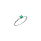 Adorable High-Quality May Birthstone Rings for Girls - 3mm Created Emerald Gemstone - 14K White Gold Toddler / Grade School Girl Ring - Size 3 - BEST SELLER