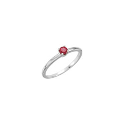 Adorable High-Quality July Birthstone Rings for Girls - 3mm Created Ruby Gemstone - 14K White Gold Toddler / Grade School Girl Ring - Size 3 - BEST SELLER/