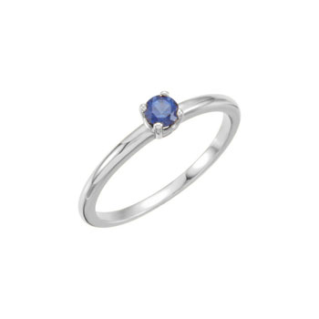 Adorable High-Quality September Birthstone Rings for Girls - 3mm Created Blue Sapphire Gemstone - 14K White Gold Toddler / Grade School Girl Ring - Size 3 - BEST SELLER