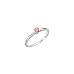 Adorable High-Quality October Birthstone Rings for Girls - 3mm Genuine Pink Tourmaline Gemstone - 14K White Gold Toddler / Grade School Girl Ring - Size 3 - BEST SELLER/