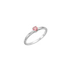 Adorable High-Quality October Birthstone Rings for Girls - 3mm Genuine Pink Tourmaline Gemstone - 14K White Gold Toddler / Grade School Girl Ring - Size 3 - BEST SELLER