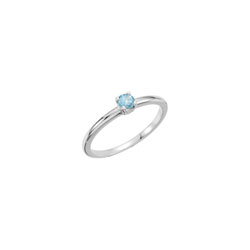 Adorable High-Quality December Birthstone Rings for Girls - 3mm Genuine Swiss Blue Topaz Gemstone - 14K White Gold Toddler / Grade School Girl Ring - Size 3 - BEST SELLER/