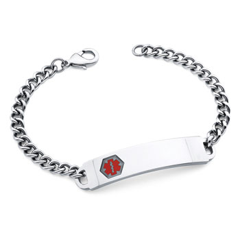 Stainless Steel Medical Alert ID Bracelet for Teens and Adults - Engravable on the front and back - Size 7.25" (Teen - SM Adult) 