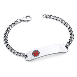Stainless Steel Medical Alert ID Bracelet for Teens and Adults - Engravable on the front and back - Size 7.25