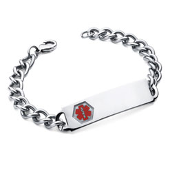 Stainless Steel Medical Alert ID Bracelet for Teens and Adults - Engravable on the front and back - Size 9