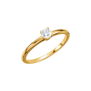 Gorgeous Genuine Diamond Solitaire Ring for Girls - Ten-Point (0.1 Carat) Genuine Diamond (I3, G-H) - 14K Yellow Gold Toddler / Grade School Girl Ring - Size 3 - BEST SELLER