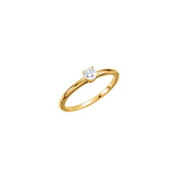 Gorgeous Genuine Diamond Solitaire Ring for Girls - Ten-Point (0.1 Carat) Genuine Diamond (I3, G-H) - 14K Yellow Gold Toddler / Grade School Girl Ring - Size 3 - BEST SELLER/
