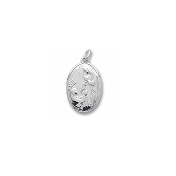 Rembrandt Sterling Silver Our Lady of Lourdes Charm – Engravable on back - Add to a bracelet or necklace
