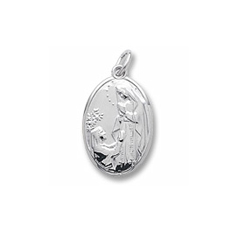 Rembrandt Sterling Silver Our Lady of Lourdes Charm – Engravable on back - Add to a bracelet or necklace/
