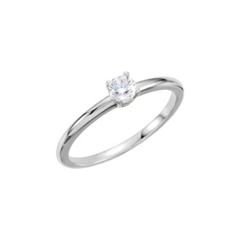 Gorgeous Genuine Diamond Solitaire Ring for Girls - Ten-Point (0.1 Carat) Genuine Diamond (I3, G-H) - 14K White Gold Toddler / Grade School Girl Ring - Size 3 - BEST SELLER