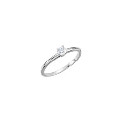 Gorgeous Genuine Diamond Solitaire Ring for Girls - Ten-Point (0.1 Carat) Genuine Diamond (I3, G-H) - 14K White Gold Toddler / Grade School Girl Ring - Size 3 - BEST SELLER/