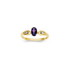 Girls Diamond Birthstone Ring - Genuine Amethyst Birthstone with Diamond Accents - 14K Yellow Gold - Size 5 - BEST SELLER